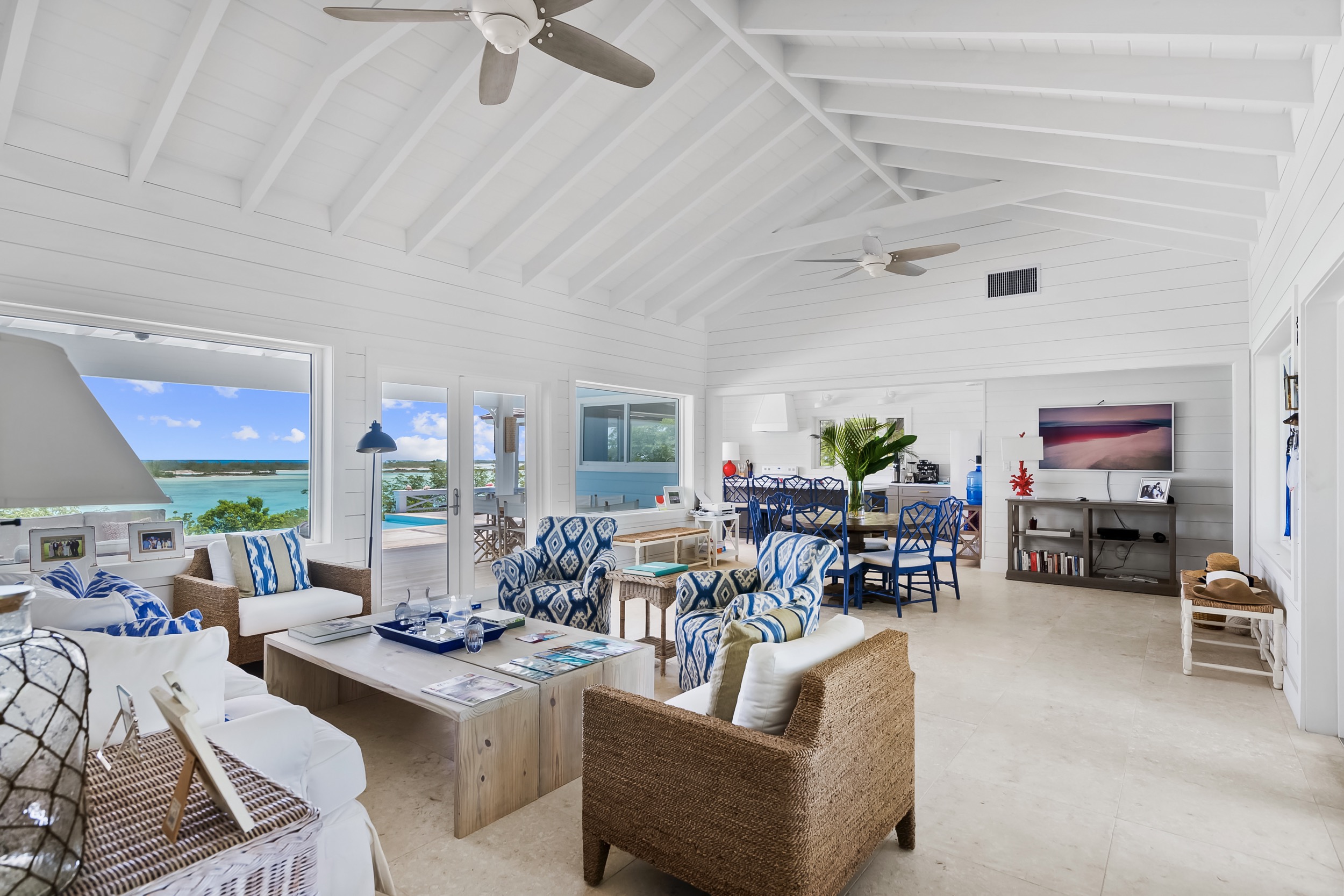 Amani House Exuma Bahamas Indoor Living Room Open Kitchen 3